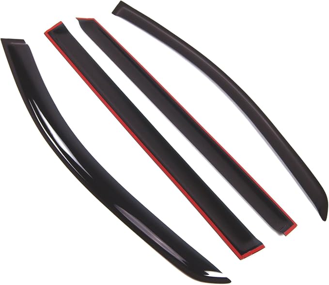 WD2-729 Dark Smoke 4 Pcs Set Window Visor (Outside Mount) Deflector Rain Guard Compatible with 2007-2012 Mercedes-Benz GL320 GL350 GL450 GL550