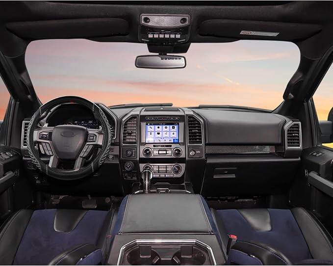 Customized Auto Car Steering Wheel Cover for Ford F-150, F-250, F-350, Expedition(Diamond Quilted - Black+Gray)