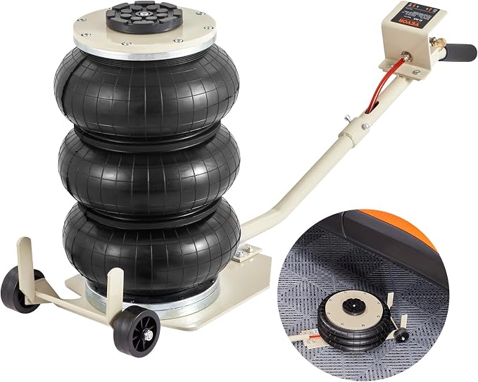 Air Jack, 3T / 6600 lbs Triple Bag Air Jack, Airbag Jack with Six Steel Pipes, Lift up to 17.7 inch/450 mm, 3-5 s Fast Lifting Pneumatic Jack, with Long Handles for Car, Garage, Repair