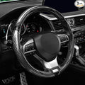 3pcs Carbon Fiber Anti-Skid Steering Wheel Cover, Waterproof Design, Universal Fit for 14-16 Inch Car Wheel Cover, Interior Car Accessories for Jeeps, SUVs, Trucks (Glossy Black)