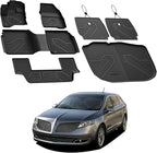 All Weather Floor Mat Set for 2009–2019 Ford Flex & 2010–2019 Lincoln MKT – 3 Rows Custom Fit Floor Mats + Cargo Liner & Seat Back Protectors – Premium TPE Interior Full Coverage Protection