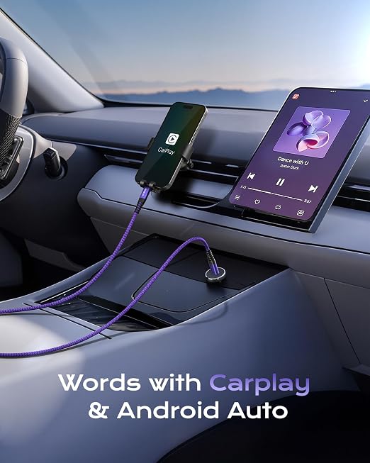 USB C to C Cable Fast Charging [2 Pack 6FT], USB C to USB C Cable for CarPlay, Durable Braided USB Type C iPhone Charger USBC Cord for iPhone 17/16/15/Pro Max/Plus, Samsung Galaxy S23 and More-Purple