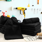 30 Pcs 16 x 16 Inch Edgeless Microfiber Plush Towels for Cars Detailing Drying Wash Polishing Absorbent Cleaning Cloths, 500 GSM (Black)