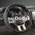 Customized Auto Car Steering Wheel Cover for Dodge 1989-2011 RAM 1500 2500 3500, Charger, Durango, Challenger(Diamond Quilted-Black+Gray-Standard Size)