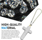 Cross for Car Mirror Hanging, Bling Crystal Rhinestone Cross Rear View Mirror Accessories, Shiny Cars Pendant Charm, Religious Rearview Mirrors Decoration, Auto Interior Accessories (Silver)
