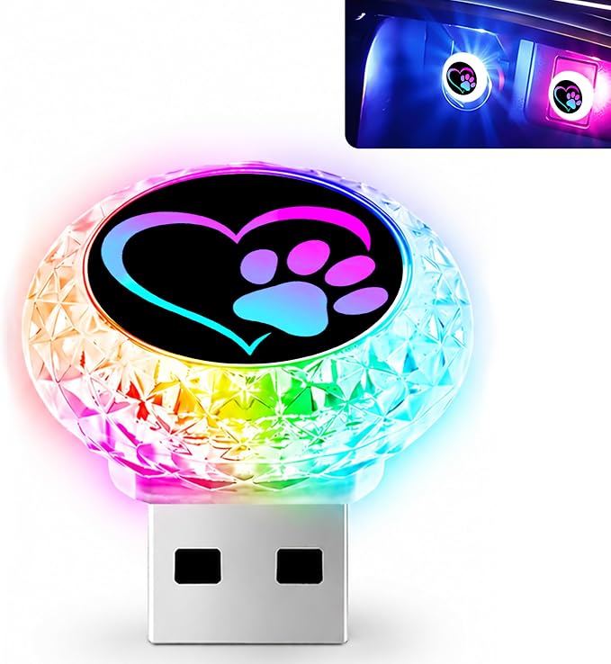 Love Dog Claw USB LED Car Portable Interior Multi-Color Atmosphere Lamp | Portable Mini LED Night Light Auto Ambient Lighting, Universal Vehicle Decor Car Accessories Claw Gifts for Women Men