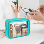 Clear Makeup Bag - TSA Approved Toiletry Bag for Carry-on & Checked Luggage, Water Resistant Car Storage Organizer with Reinforced Seams