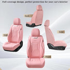 Coverado Front Car Seat Covers, Premium Nappa Leather Waterproof Front Seat Protectors, Universal Automotive Seat Covers Compatible with Most Vehicles (Pink)