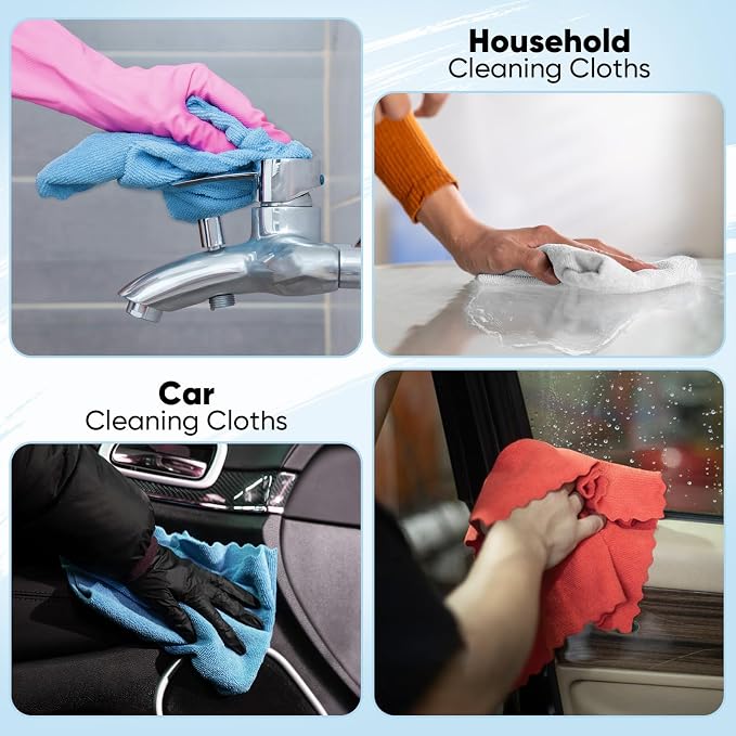 Orighty Microfiber Cleaning Cloths, 75 Sheets Shop Towels, Reusable Paper Towels Shop Rags, Washable Microfiber Towel Roll Cleaning Rags for Cars, House, Kitchen, 11.5’’ x 11.5’’, Red