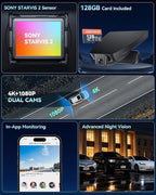 4K UHD STARVIS 2 Dash Cam for Toyota Corolla, Front Camera with Loop Recording, Gravity Sensor, WiFi & App, Plug & Play