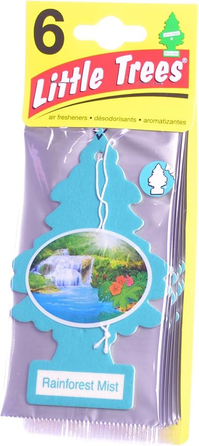 Cardboard Hanging Car, Home & Office Air Freshener, Rainforest Mist (Pack of 6)