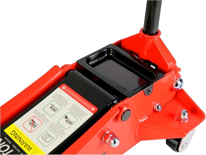 Floor Jack, Professional Heavy Duty Hydraulic Floor Jack, Low Profile Floor Jack, Steel Racing Floor Jack w/2 Piston Quick Lift Pump, Floor Jack Lifting 4"-21" 3.5 Ton (7000lb) Capacity Red