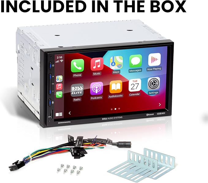 Elite BE920WCPA Car Stereo - 7" Display, Wireless Apple CarPlay & Android Auto Head Unit, Double DIN Touch Screen Car Stereo, Bluetooth, AM/FM Radio, USB, No CD/DVD Player