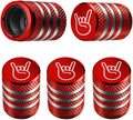 Tire Valve Stem Cap Cover - (5 Pack) Tire Air Cap Metal with Plastic Liner Corrosion Resistant Leak-Proof Rock and Roll for Car Truck Motorcycle Bike Red