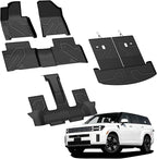 Floor Mats & Backrest Mats & Cargo Mat for Hyundai Santa Fe Hybrid 2026 2025 2024 (Not Fit Gas), All Weather TPE Custom Fit Floor Liners with Full Set Car Mats & Trunk Mats Accessories, Black