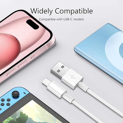 6ft 15 Car Data Cord USB A to USB C Cable for iPhone 16e 17 Air 16 15, 16 15 Pro Max,16 15 Plus iPad 10th Gen iPad Pro 12.9/Air 13,5th Gen/4th Gen Mini 6th Gen Charger Cord CarPlay Charging White