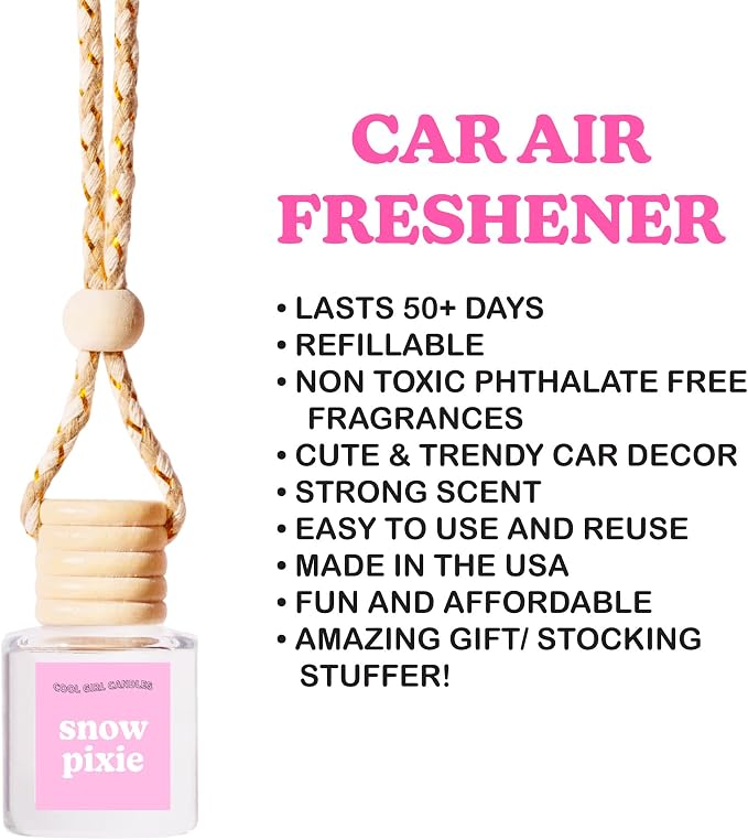 COOLGIRLCANDLES Cloud Nine Car Air Hanging Fragrance Oil Diffuser for Essential Oils, Long Lasting Car Diffuser Bottle