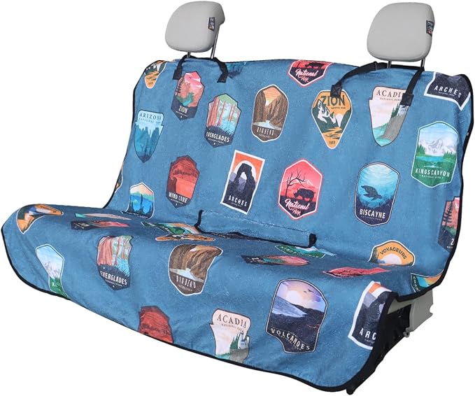 Back Seat Cover for Car Trucks Van SUV Jeep,Waterproof Rear Bench Towel Seat Covers for Dogs and Kids,Automotive Backseat Protector (National Parks)