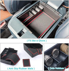for 2022-2026 Ford Maverick Center Console Organizer Tray Accessories | 2022 2023 2024 2025 2026 Ford Maverick Armrest Trays Storage Box 2022-2026 Maverick Truck Accessories, 2-Pack (Red Trim)