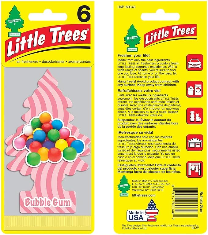 Cardboard Hanging Car, Home & Office Air Freshener, Bubble Gum (Pack of 12)