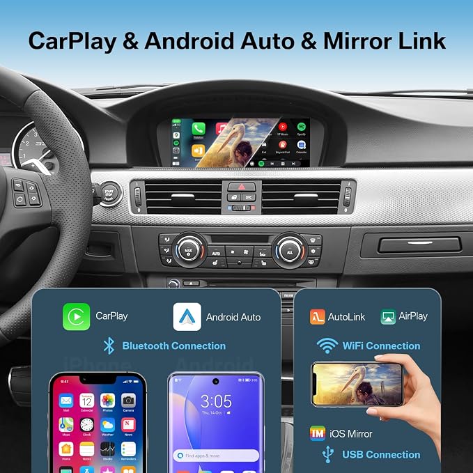 8.8" 1080P HD CarPlay & Android Auto Touchscreen for BMW 3s/5s CCC System | Fits 3s E90-93 & 5s E60/E61 (2003-2008),Plug & Play, Supports Rear Camera, MirrorLink, Bluetooth, Voice & OEM Controls