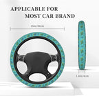 Cute Sea Turtle Steering Wheel Cover, 15 Inch Universal Neoprene Anti-Slip Steering Wheel Protector, Breathable & Durable Car Decor Accessory for Women Men, Teal/Blue