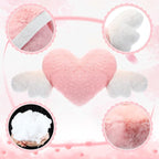 2 Pcs Plush Heart Shaped Pillow with Angel Wings Car Headrest Soft Comfortable Seat Pillow for Driving Travelling Room Office Car Decor, 19.7 x 8.3 Inch(White, Pink)