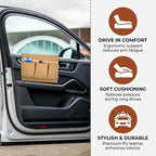Car Window Armrest Storage Box, Soft Leather Vehicle Side Door Organizer Bag Elbow Rest Cushion with Multiple Pocket, Multifunctional Auto Window Armrest Storage Bag, Universal Fit (Beige)