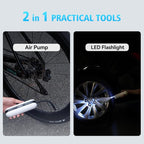 Electric Air Compressor Portable Bicycle Pump Car Tire Inflator, Max 150 PSI, Auto Shut-Off Air Pump with Presta and Schrader Valves for All Bicycles Motorcycles and Cars