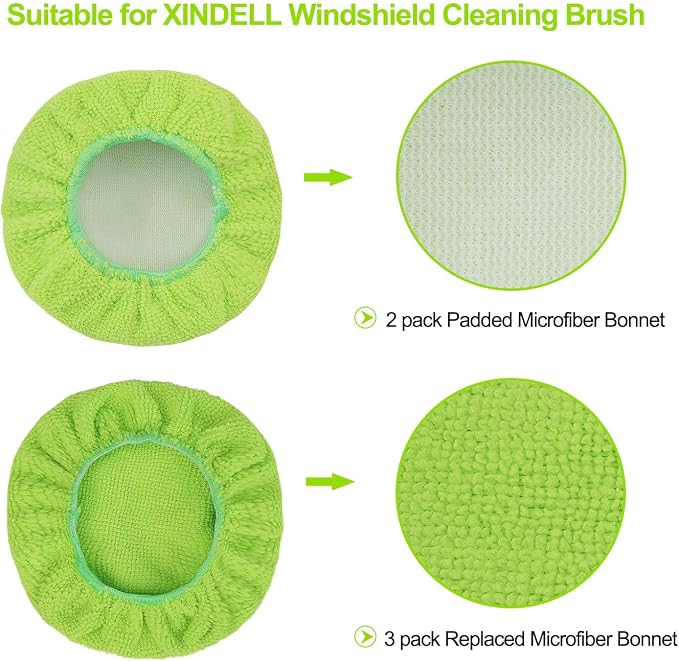 XINDELL Glass Cleaning Combo – 22" Portable Window Cleaner Tool with Ergonomic Handle & Microfiber Pad + 5-Pack Replacement Square Pads for Car Interior/Exterior Glass & Home Windows, Streak-Free Clea