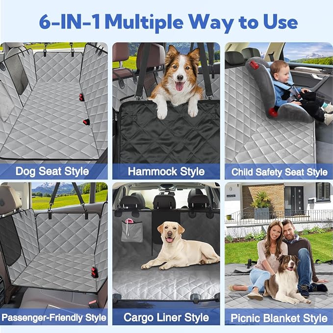 Heavy Duty Dog Car Seat Cover, 100% Waterproof & Scratch-Proof Backseat Protector with Mesh Window – Non-Slip Hammock for Cars Trucks SUVs, Keep Seats Clean & Dog Comfortable