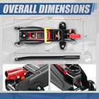 2 Ton Floor Jack with Jack Stands, Heavy Duty Steel Hydraulic Racing Floor Jack with Single Piston Quick Lift Pump, Hydraulic Trolley Service Car Jack, Red/Black
