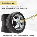 10 Pack Tire Pressure Gauge Heavy Duty Air Pressure Tire Gauge Dual Head Semi Truck Tire Pressure Gauge Range 10-150 PSI, Extended Tube Tire Gauge Suitable for Semi Truck, and Bus (Gold)