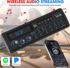 Single Din Retro Car Radio: European Style Stereo for Classic Vehicles - Bluetooth FM AM USB SD AUX USB-C Fast Charge 4-CHN 2 Subwoofer Outputs SWC