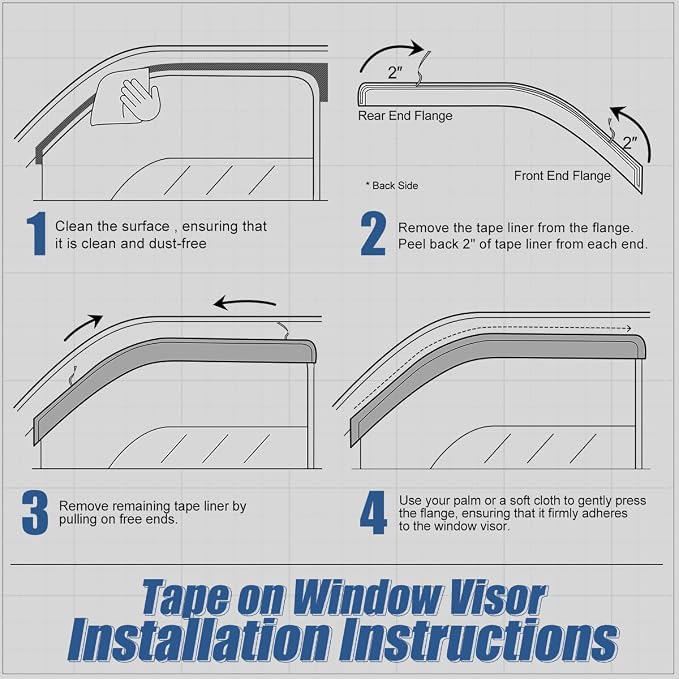 Rain Guards Tape-On Compatible with 2017-2020 Elantra 4pcs Window Visors Deflectors
