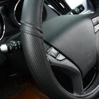 Classical Leather Automotive Universal Steering Wheel Covers,Universal Fit for Suvs,Trucks,Sedans,Cars,Vans,14.5-15inch Anti-Slip Safety Comfortable Desgin(Black)