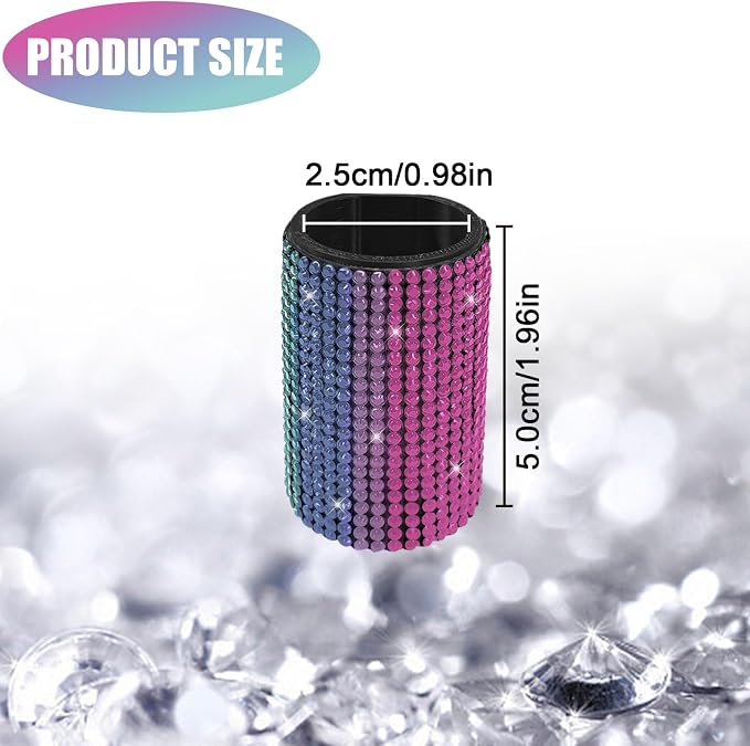 Upright Car Chapstick Holder, Bling Insulating Lip Balm Holder,Rhinestone Car Accessories for Women Interior,Suitable for Most Vehicles. (Rainbow)
