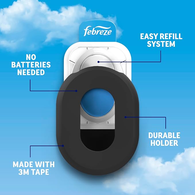 Trash Odor Fighter, Trash Can Air Freshener, Stick-On Deodorizer for Garbage Cans, Diaper Pails, Works with Scented Trash Bags, Fresh Lemon and Linen & Sky Scents, 2 Holders + 2 Refills