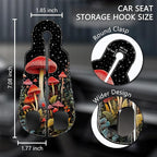 2PCS Car Seat Back Storage Headrest Hooks, Mushroom Purse Holder Bags Hanger, PU Leather Double Metal Hook for Backseat Organizer, Women Car Accessories Organization