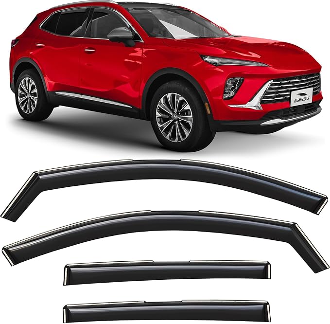 Voron Glass in-Channel Extra Durable Rain Guards for Buick Envision 2021-2026, Window Deflectors, Vent Window Visors, 4 Pieces - 201160