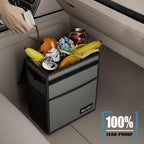 K KNODEL Car Trash Can, Waterproof Garbage Can, Trash Bag with Lid, Leak-Proof Car Bin, Trash Hanging Bag for SUV (Large, Gray)