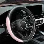 YHONGJT Soft Cute Light Pink Microfiber Leather Anti-Slip Steering Wheel Cover, Universal 15 Inch for Women Girls, Fit Vehicles, Sedans, SUVs, Vans, Trucks