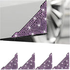 Bling Car Door Corner Edge Guard, 4PCS Anti-Collision Crystal Rhinestone Vehicle Door Edge Bumper Protector Sticker, Automotive Decorative Accessories, Universal for SUV Truck Sedan (Pink)