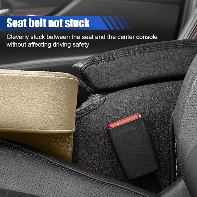 Car Cup Holder, PU Leather Cover Auto Front Seat Organizer, Beige | Multifunctional Cup Drink Holder, Gap Filler Coin Bucket Storage Box, Console Side Pocket, Cell Mobile Phone Holder