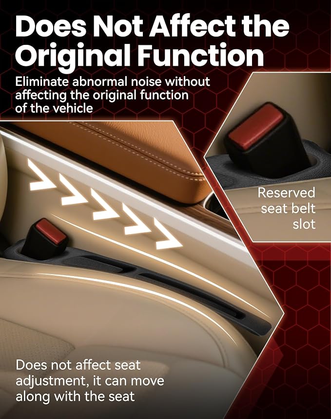 Seat Gap Filler with Storage, Universal Seat-Gap Filler, Double-Slot Organizer Prevents Phones, Keys & Coins from Falling, for Most Cars, Trucks, and Suvs (2set Brown)