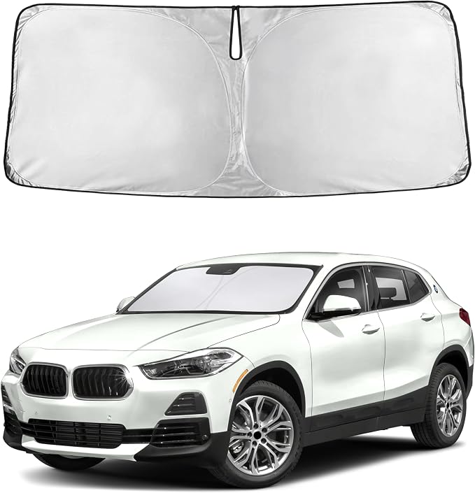 Windshield Sunshade Compatible for BMW X2 2018-2021 2022 2023, Sun Visor for Front Windshield & Window Sun Shade Cover, UV Heat Blocker & Protector, Car Accessories