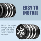 Tire Valve Stem Cap Cover - (5 Pack) Tire Air Caps Metal with Plastic Liner Corrosion Resistant Leak-Proof Snow Snowflake for Car Motorcycle Bike Black