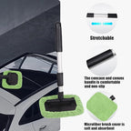 Car Glass Cleaner Wiper,Windshield Cleaning Tool, Microfiber Window Cleaner with Extendable Handle,Auto Glass Wiper Kit(Green Square)
