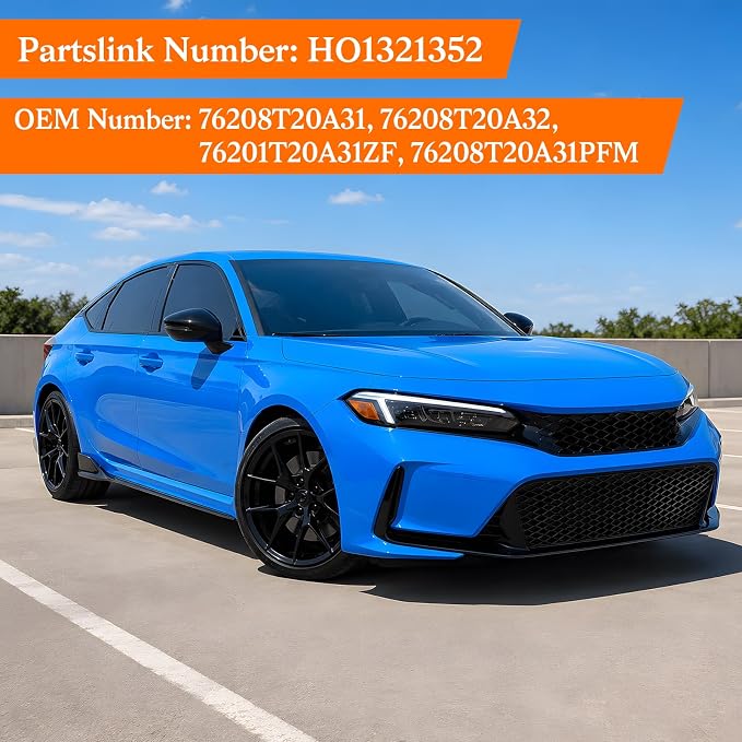 Passenger Side Mirror Replacement Fit for 2022 2023 2024 2025 Honda Civic with Power Adjustment, Heated, Signal Lamp, Blind Spot Monitor, Right Side View Mirror for Honda Civic, HO1321352 8 (Pins)