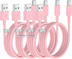 Car Carplay Cable for iPhone 17 16 15 Charger Cord,3/3/6/6FT USB A to USB C Cable for iPhone 17 Pro Max/16 Pro/15 Plus Charger,USB C Car Charger for Apple 17 Air/16 Pro Max/16e/15-Pink